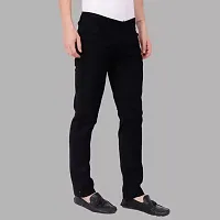 Stylish Black Denim Solid Mid-Rise Jeans For Men-thumb2