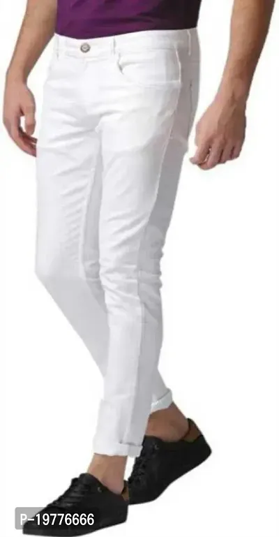 Reliable White Denim Mid-Rise Jeans For Men-thumb0