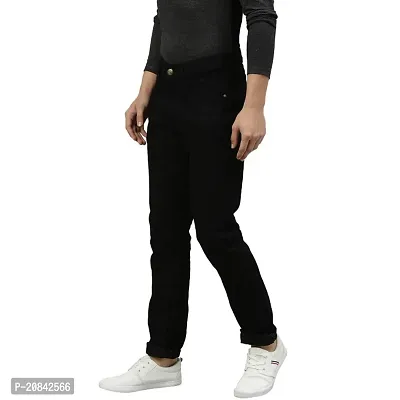 Elegant Black Cotton Blend Solid Jeans For Men-thumb2