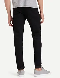 Men Black Plain Jeans Tampered Regular Fit-thumb1