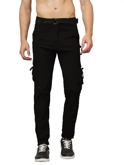 Cotton Blend Solid Regular Fit Cargo Pant for Men