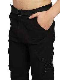 Stylish Black Cotton Blend Cargos For Men-thumb2