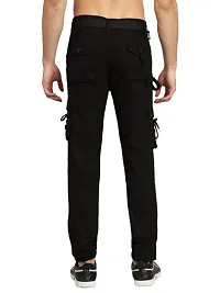 Stylish Black Cotton Blend Cargos For Men-thumb3