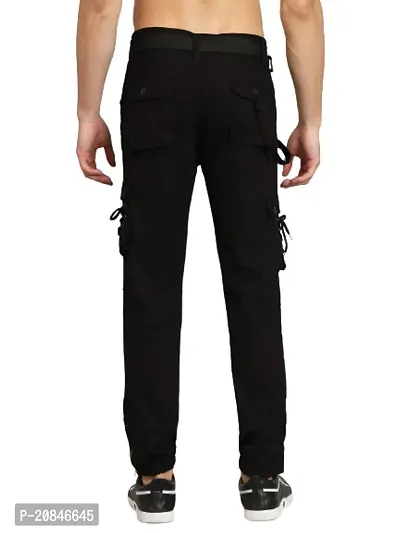 Stylish Black Cotton Blend Cargos For Men-thumb4