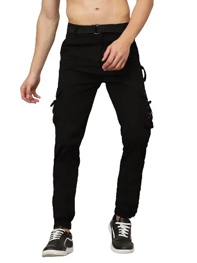 Cotton Blend Solid Regular Fit Cargo Pant for Men