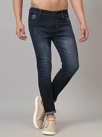 Regular Fit Denim Jeans for Men Blue Plain-thumb1