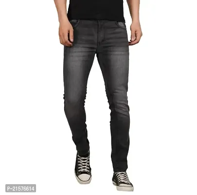 Stylish Casual Regular Fit Denim Grey Jeans For Men-thumb0