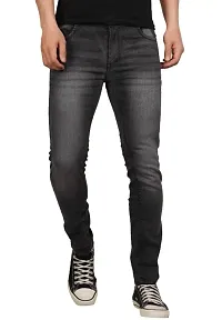 Stylish Casual Regular Fit Denim Grey Jeans For Men-thumb1