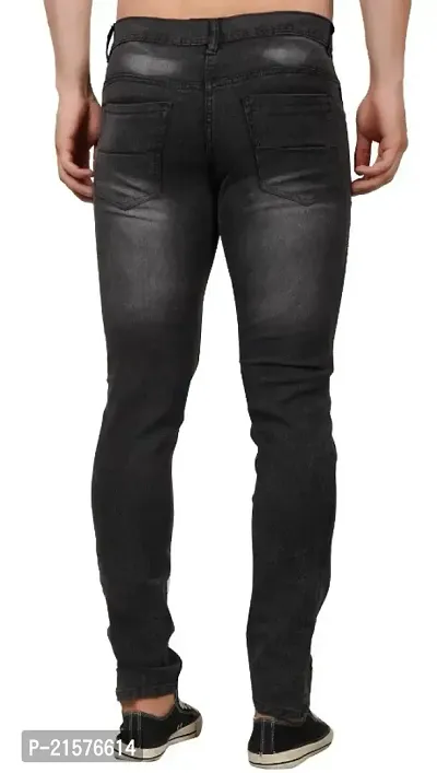 Stylish Casual Regular Fit Denim Grey Jeans For Men-thumb3