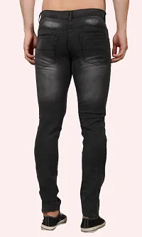 Men Slim Fit Grey Plain Jeans-thumb1