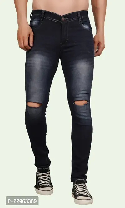 Classic Cotton Blend Jeans For Men-thumb0