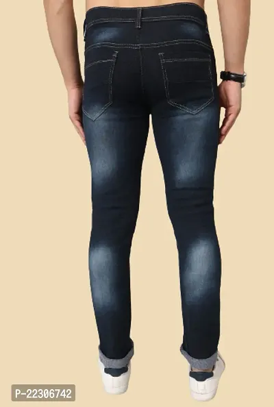 Men Blue Plain Jeans-thumb2