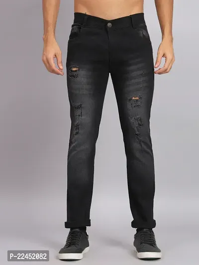 Men Slim Grey Rough Jeans-thumb0