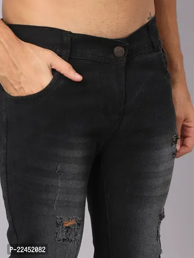 Men Slim Grey Rough Jeans-thumb3