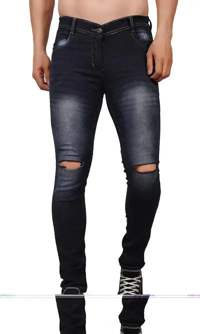 Men Slim Knee Cut Jeans