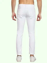 Men Slim White Plain Jeans-thumb1