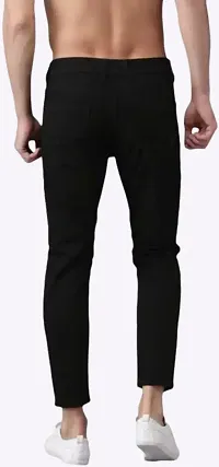 Men Slim Black Knee Cut Jeans-thumb1