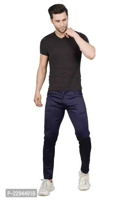 Men Slim Blue Track Pant 2 Button-thumb2