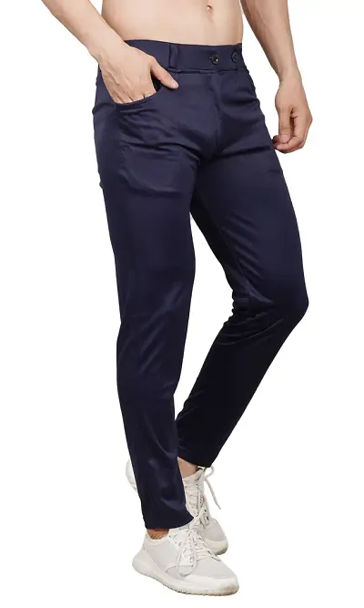 Stylish Lycra Blend Solid Trousers For Men