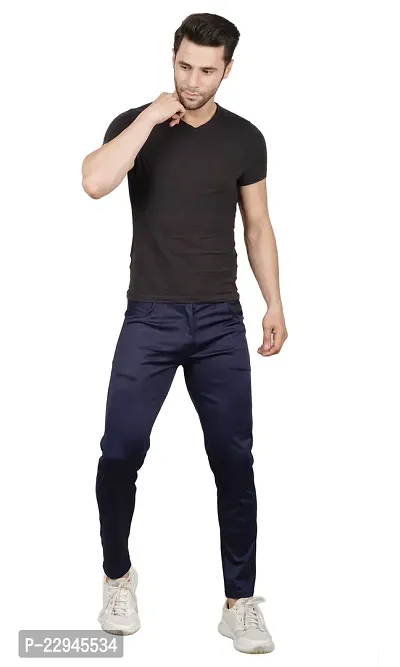 Men Slim Blue Track Pant 2 Button-thumb3