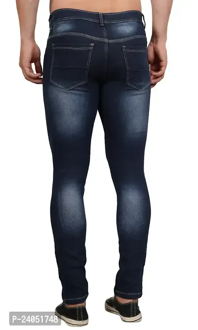 Men Slim Blue Plain Jeans-thumb2