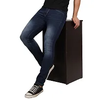 Men Slim Blue Plain Jeans-thumb2