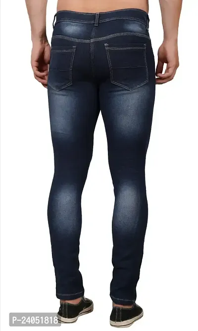 Men Fashion Slim Blue Plain Jeans-thumb2