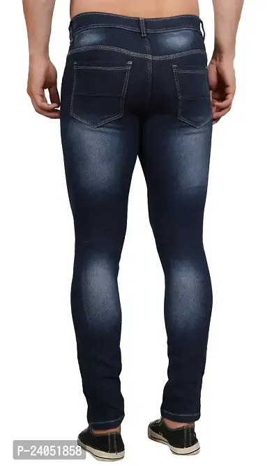 Men Slim Blue Plain Jeans-thumb2