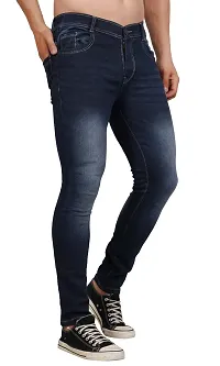 Men Slim Blue Plain Jeans-thumb2