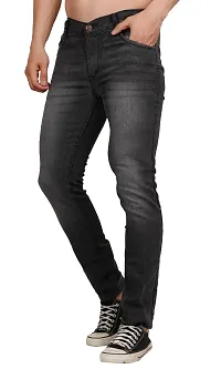 Men Slim Grey Plain Jeans-thumb2