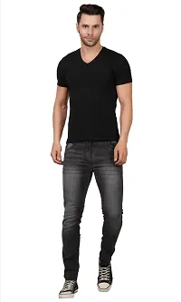 Men Slim Grey Plain Jeans-thumb2