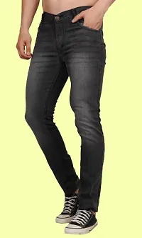 Men Slim Grey Plain Jeans-thumb1