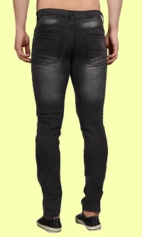 Men Slim Grey Plain Jeans-thumb2