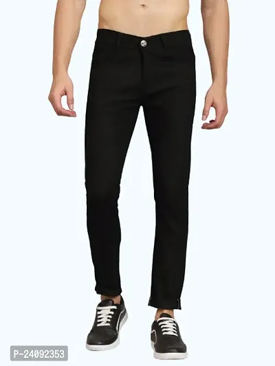 Slim Men Black Plain Jeans-thumb0