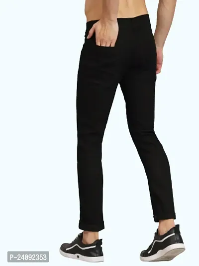 Slim Men Black Plain Jeans-thumb2