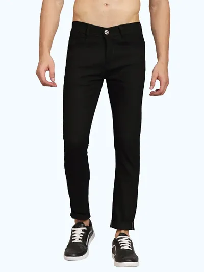 Stylish Slim Fit Men Black Solid Jeans