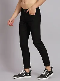 Slim Men Black Plain Jeans-thumb2