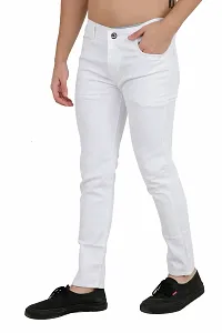 Slim Men White Plain Jeans-thumb2