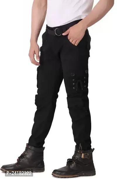 Men Regular Black Cargo-thumb3