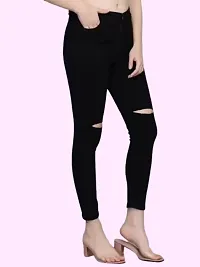 Women Black Knee Jeans 1 Button-thumb2