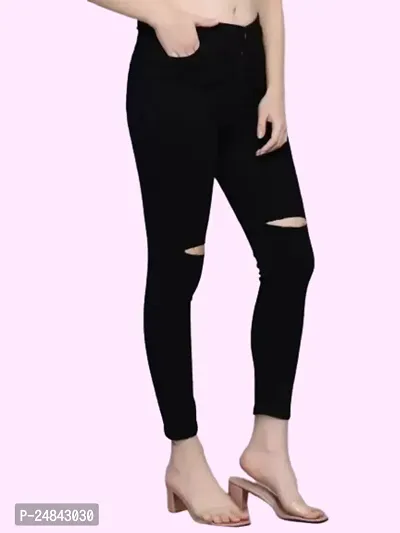 Women Black Knee Jeans 1 Button-thumb3