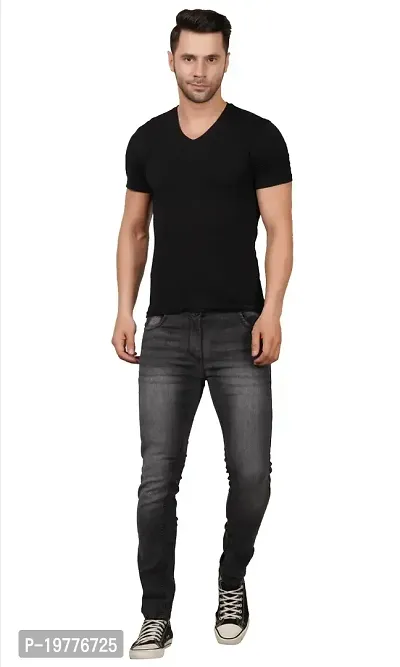 Stylish Grey Cotton Blend Mid-Rise Jeans For Men-thumb2