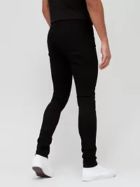 Men Black Plain Jeans Tampered Regular Fit-thumb1