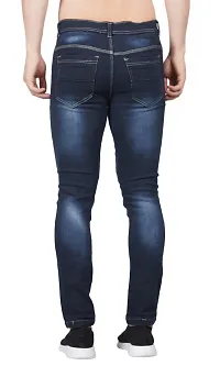 Fashion Slim Men Blue Knee Cut Jeans-thumb1