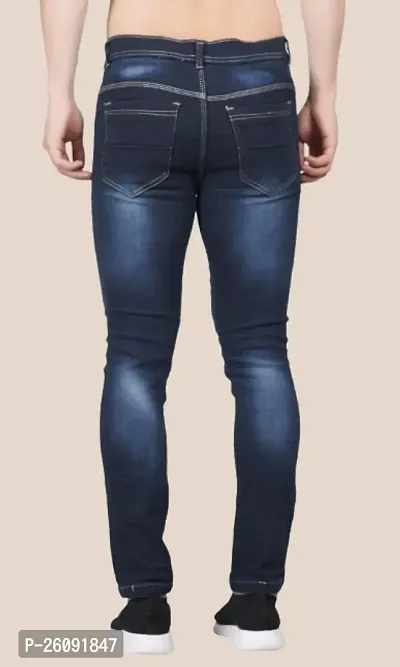 Fashion Men Blue Knee Cut Jeans-thumb2