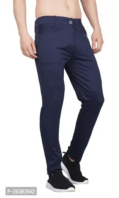 Classic Linen Blend Solid Track Pants for Men-thumb0