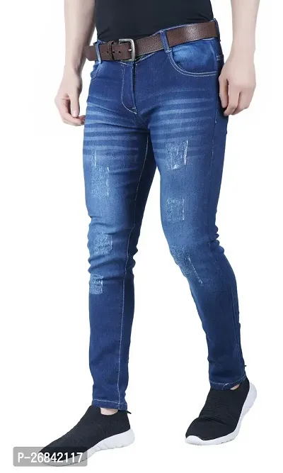 Classic Cotton Blend Solid Jeans For Men-thumb0