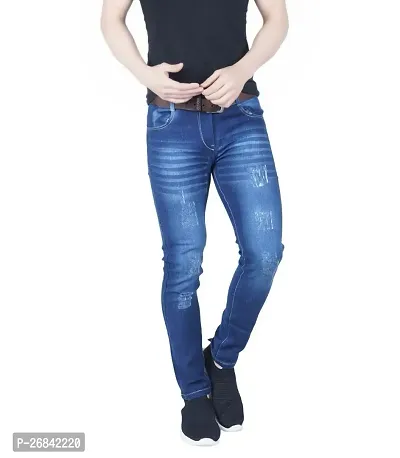 Classic Cotton Blend Solid Jeans For Men-thumb0