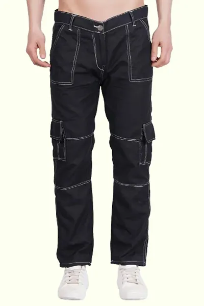 Stylish Blend Solid Cargo Jeans For Men