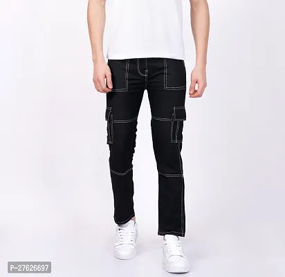 Classic Cotton Blend Solid Cargo Jean for Men